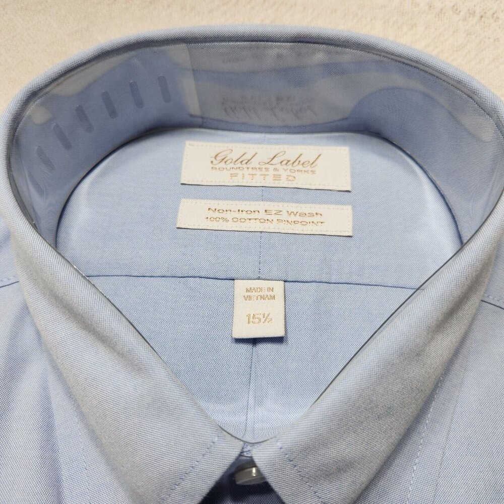 Roundtree & Yorke Gold Label Mens Shirt Short Sleeve Size 15.5  Blue ----1 - Picture 3 of 3